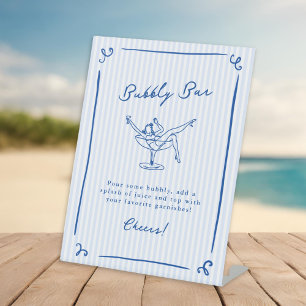 Signe De Table Main Whimsical Tirée Bleu Dernier Toast Barre Bubb