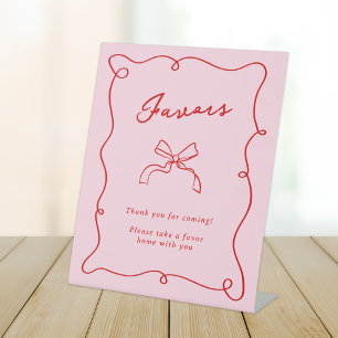 Signe De Table Main Whimsical Tirée Rose & Rouge Faveurs