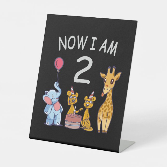 Signe De Table Maintenant, j'ai 2 ans 2e anniversaire au Zoo (Recto)