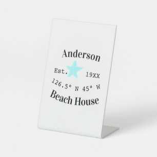 Signe De Table Maison de plage Date année coordonnées personnalis