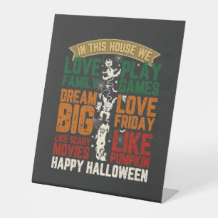 Signe De Table Maison Joyeux Halloween Monstres Toiles d'araignée