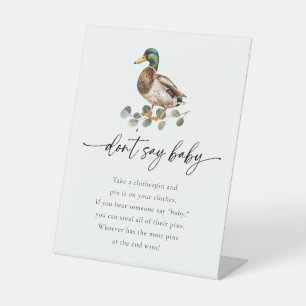 Signe De Table Mallard Duck ne dit pas Baby shower de jeu de bébé
