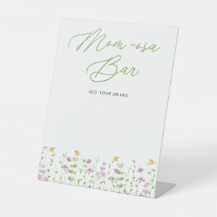 Signe De Table Maman-osa Bar Baby shower Fleur sauvage rose jaune