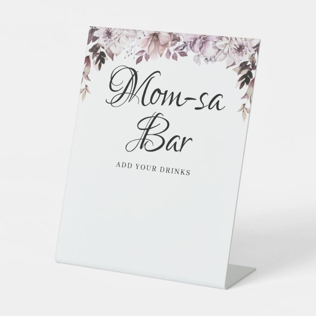Signe De Table Maman-sa Bar Élégant Fleurs violettes Foliage (Recto)