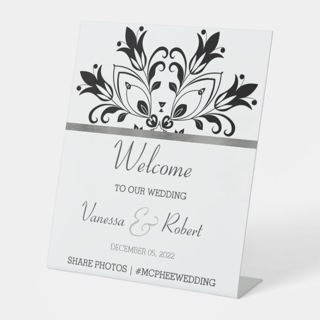 Signe De Table Mandala Floral Noir (Recto)