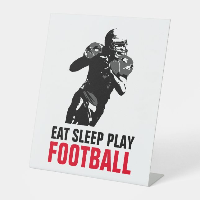 Signe De Table Mangez le sommeil Jouer Black & White Football Pop (Recto)