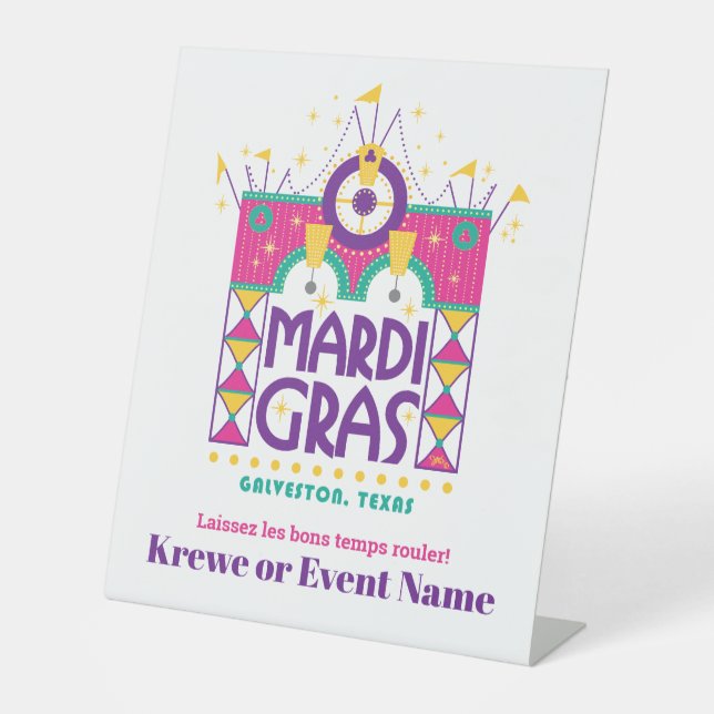 Signe De Table Mardi Gras Arch, Galveston, Texas (Recto)