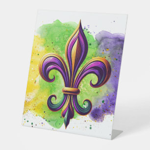 Signe De Table Mardi Gras Fleur de lis coloré
