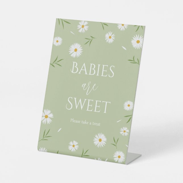 Signe De Table Marguerites blanches Sage Green Baby are Sweet Tre (Recto)