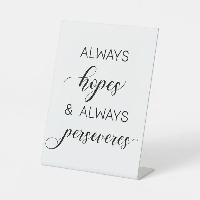 Signe De Table Mariage '1 Corinthians 13' Toujours Espoir (Recto)