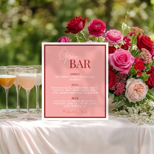 Signe De Table Mariage à bar ouvert rose élégant
