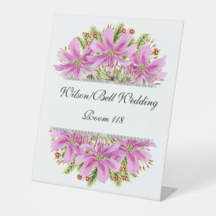 Signe De Table Mariage à billes de diamants Cosmos rose