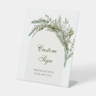 Signe De Table Mariage À feuillage persistant d'hiver élégant sig