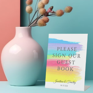 Signe De Table Mariage Arc-en-ciel S'il vous plaît signer notre l