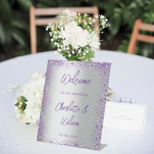 Signe De Table Mariage argent violet violet parties scintillant v