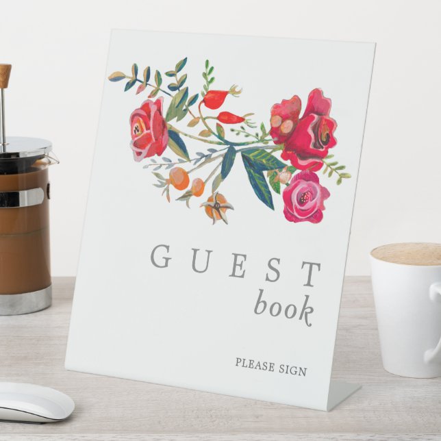 Signe De Table Mariage aux Roses Rouges Élégantes (In SItu)