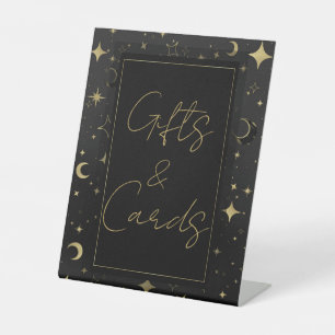 Signe De Table Mariage Black & Gold Celestial Moon Stars