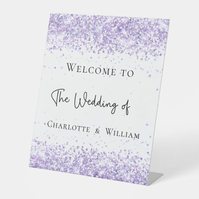 Signe De Table Mariage blanc violet lavande bienvenue (Recto)