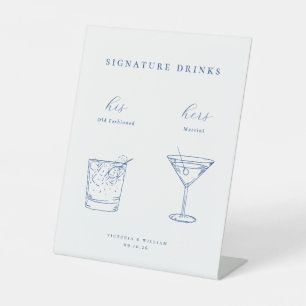 Signe De Table Mariage bleu minimaliste Français Signature Boisso