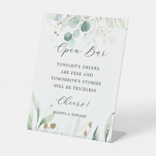 Signe De Table Mariage Botanique Gold et Green Open Bar