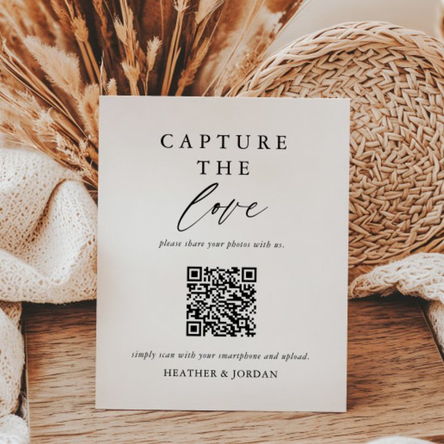 Signe De Table Mariage Capture L'Amour Photo Partager Code QR Sig (Créateur téléchargé)