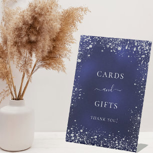 Signe De Table Mariage cartes cadeaux bleu marine scintillants ar