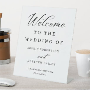 Signe De Table Mariage Celebration Modern Script Bienvenue