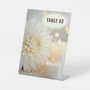 Signe De Table Mariage Chrysanthemum Fleur et bougies