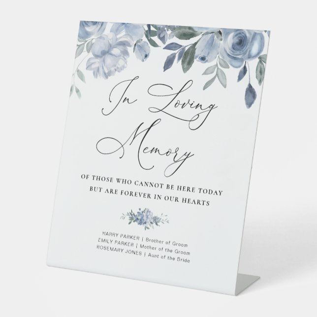 Signe De Table mariage couleur aquarelle bleu foncé (Recto)