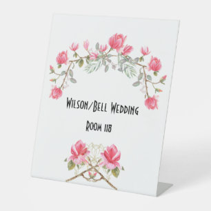 Signe De Table Mariage d'accents or rose Magnolias