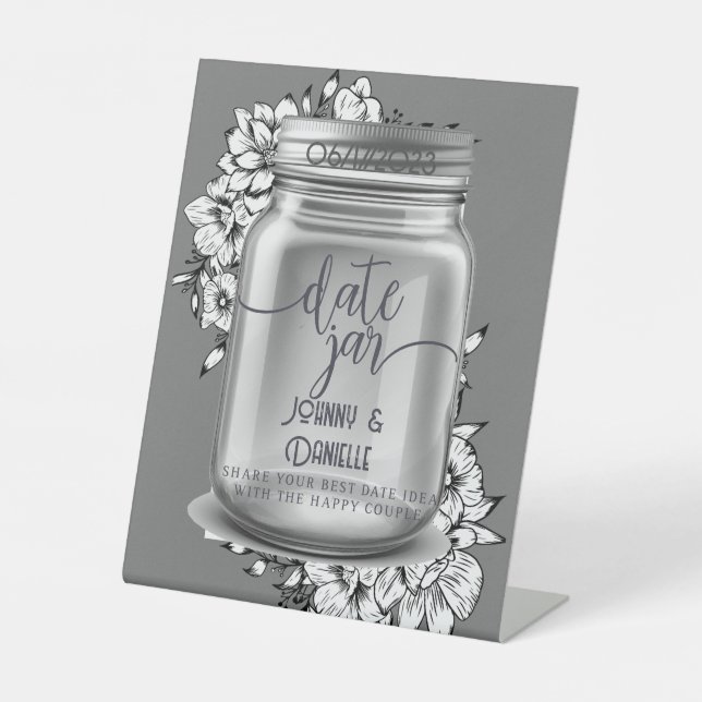 Signe De Table Mariage Date Jar personnalisé (Recto)