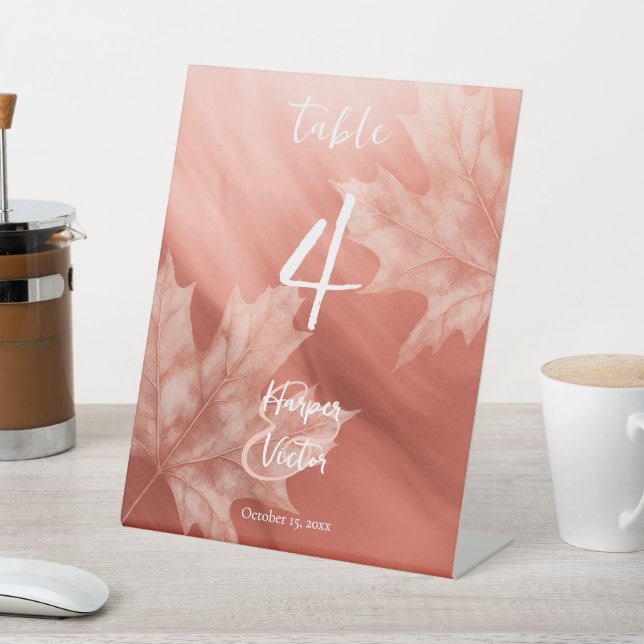 Signe De Table mariage de automne feuille de terre cuite (In SItu)