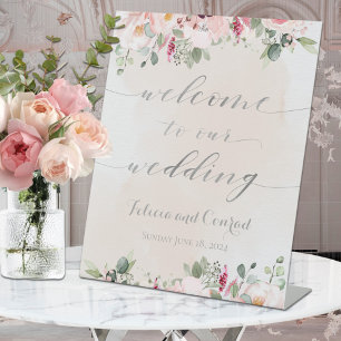 Signe De Table Mariage de bienvenue de la calligraphie de script