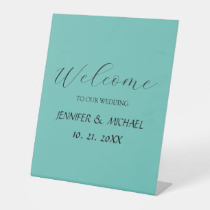 Signe De Table Mariage de bienvenue élégant en calligraphie