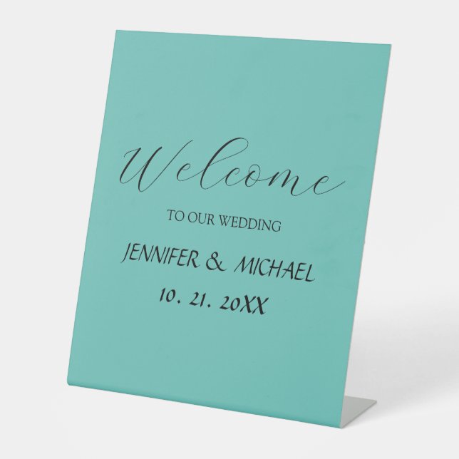 Signe De Table Mariage de bienvenue élégant en calligraphie (Recto)