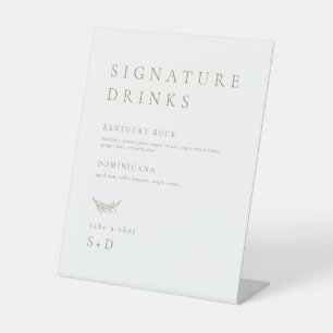 Signe De Table Mariage de boisson minimaliste White Gold Signatur