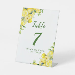 Signe De Table Mariage de cadre vert citron italien