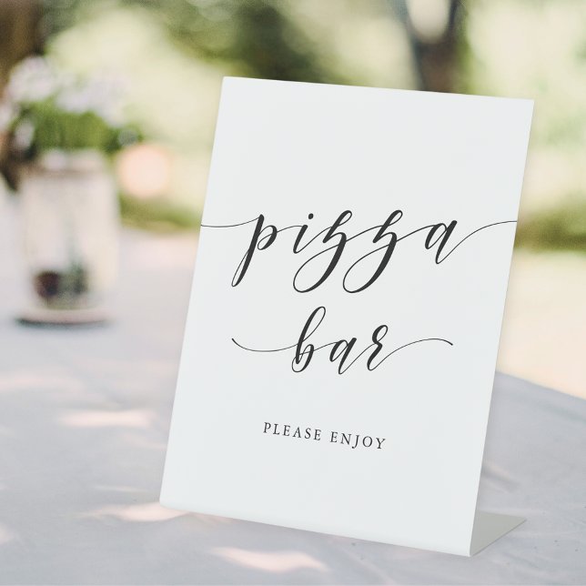 Signe De Table Mariage de calligraphie moderne Pizza Bar (Créateur téléchargé)