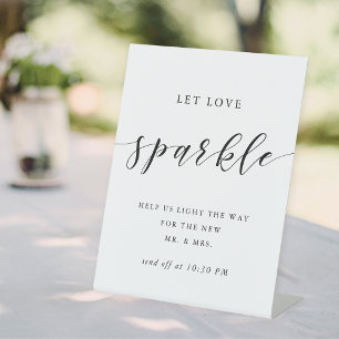 Signe De Table Mariage de calligraphie moderne Sparkler Envoyer
