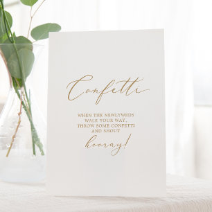 Signe De Table Mariage de calligraphie or délicate Confetti Toss