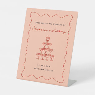 Signe De Table Mariage de Champagne de Corail et Cerise Rouge