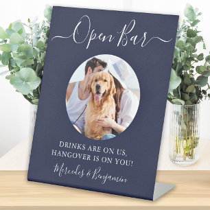 Signe De Table Mariage de chien de compagnie Open Bar Navy Blue C