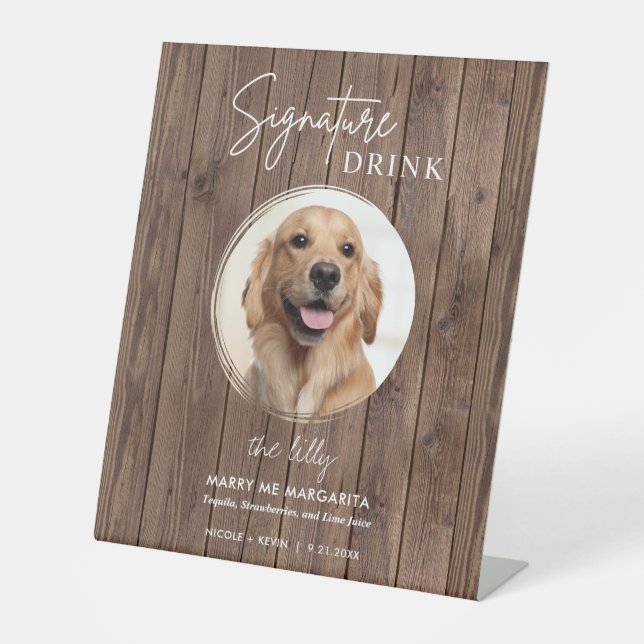 Signe De Table Mariage de chien Signature Boissons Signal de piéd (Recto)