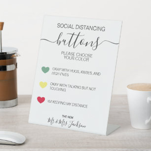 Signe De Table Mariage de code couleur de distance sociale