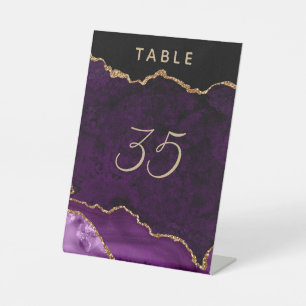 Signe De Table Mariage de géoode d'âge d'or violet