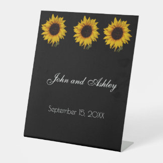 Signe De Table Mariage de gouttelettes d'eau de tournesol