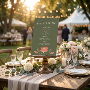 Signe De Table Mariage de Jardin Floral Rétro Vintage