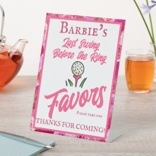 Signe De Table Mariage de la partie de bachelorette Golfing rose
