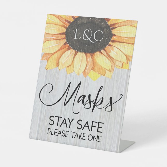 Signe De Table Mariage de monogramme de masques de tournesol russ (Recto)