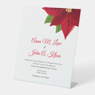Signe De Table Mariage de Noël Poinsettia